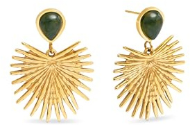 SINGULARU - Ohrringe Grün Catalina. Edelstahl mit 18K vergoldung und Naturstein. Schmuck für Damen.