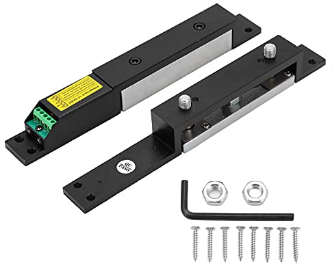 Gâche Portillon Extérieur, Serrure Magnétique Électrique 12-24V, Force de Maintien 2000Ibs, Double Bobine Ajustable - Verrou Connectée, Délai Réglable, Usage Bois et Fer