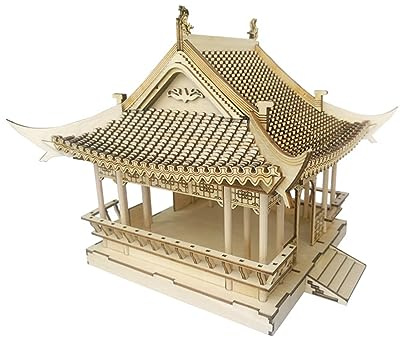 CHFYIJYHM 3D Wooden Puzzles for Adults Ancient Pavilion Model Kits, 3D Puzzles for Kids Ages 14+ Arts and Crafts Manual DIY Simulation of Ancient Building Models Architecture Puzzle Desk Building