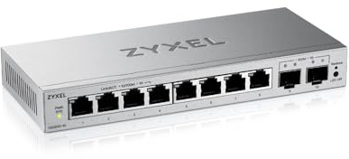 Zyxel Netzwerk Switch 8 Port | Web-Managed | GS1200-10V3 | 8x GbE + 2x SFP Ports, Lüfterlos, Web-Basierte Verwaltung, VLAN, QoS, IGMP Snooping, Energieeffizient