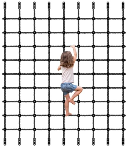 BeneLabel Kletternetz Kinder 200x200cm Spielturm Kletterleiter Netz/Schwarz