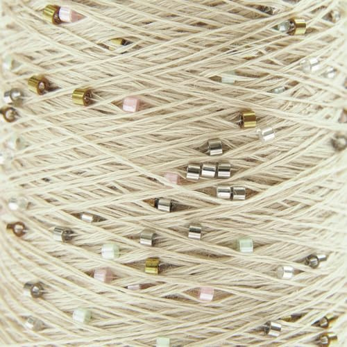 Creative Make It Perlchen - Beilaufgarn mit Glasperlen zum Stricken oder Häkeln - 25 g - 255 m (Mondstein - 007)