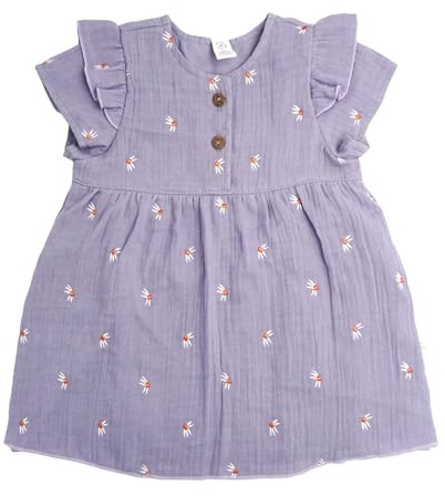 maximo GOTS Baby Girl-Kleid, Kurzarm Musselinstoff Bestickt, Futter Musselin