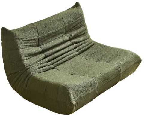 okwish Bodensofa, Sitzsack, Boneless Sofa, Zweisitzer, 149 cm breit, Grün | Hochdichter Schaumstoff, weicher Teddy-Bezug, Wohnzimmer-Loungesofa, ohne Montage für Wohnzimmer & Schlafzimmer