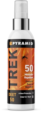 Pyramid Trek Insect Repellent Spray with 50% DEET Formula - Unscented Mosquito Repellent Ideal for Tropical Destinations -Gives 6hrs Protection, 100ML