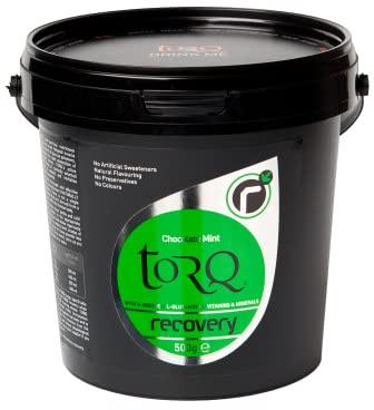 Torq Recovery Drink Chocolate Mint - Rapid Recovery Drink Powder -Whey Protein Isolate/Glutamine/Ribose - Post Workout Protein Powder, 11.5 g of Protein, 10 Servings - 500g