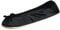 Isotoner Women's Satin Ballerina Slippers, Black, 3/4 UK
