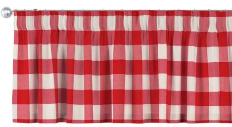 dekoria Kurzgardine mit Kräuselband Schal Gardine Dekoschal 130 x 40 cm Ecru-rot kariert