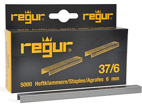 REGUR Typ 37 V2A Feindraht-Klammern - 5.000 Stück in der Länge 37/6 mm – Edelstahl-Heftklammern zum Befestigen von Stoffen, Leder, Textilien sowie zum Basteln und Dekorieren