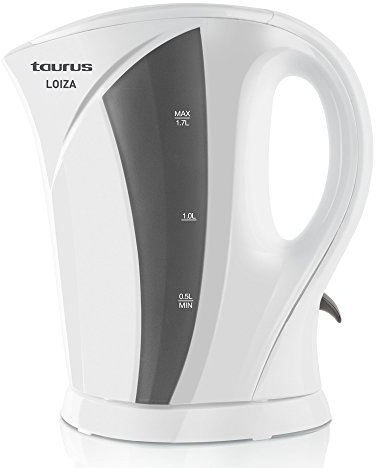 Taurus – Hervidor de Agua Eléctrico Loiza, 2200W, 1.7 Litro | Filtro Anti Cal Desmontable | Libre de BPA | Apagado automático | Resistencia Sumergida | Indicador Nivel de Agua | Base Antideslizante