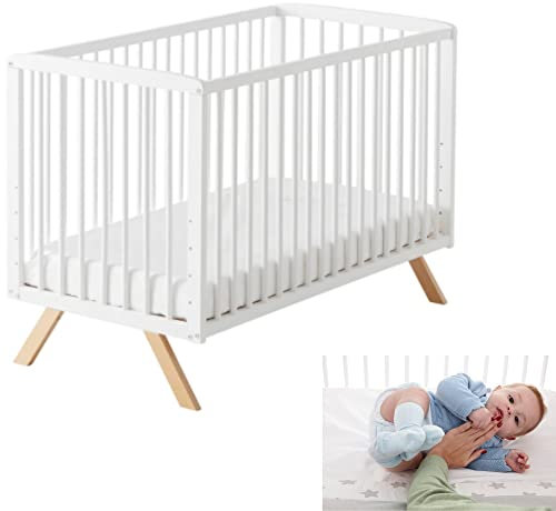 Cuna colecho de bebe Nuru. Incluye kit colecho para unir la cuna a la cama con seguridad. Cuna bebe 120x60 para recien nacidos con normativa Europea y con pintura al agua sin tóxicos CoolDreams