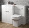 AURORA 1100mm L Shape Bathroom Vanity Sink Unit Furniture Storage, Left Hand High Gloss White Vanity Unit + Basin + Ceramic Square Toilet with Concealed Cistern