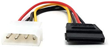 MainCore 20cm 4 pin Molex to SATA 15 pin Power Cable, LP4 to SATA Adapter Lead, used for Powering SATA Hard Disk Drives including Solid State Drives(SSD)