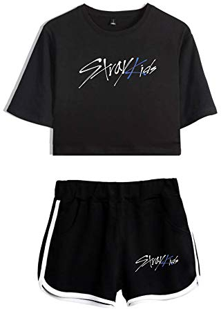 NCTCITY T-Shirts und Hosen Set Shorts Sommer Crop Tops Anzug Frauen Bauchfrei Oberteile Sport Kurze Hose Set Aufdruck Bekleidungs Bang Chan Changbin Hyunjin Jisung Minho Woojin