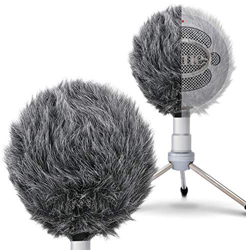 SUNMON Mic Windshield Fur Filter for Blue Snowball iCE Condenser Microphone - Outdoor Mic Windscreen Wind Muff (Grey)