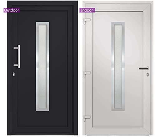 vidaXL Haustür mit Handgriff-Set Montageset 3 Schlüssel Nebeneingangstür Kellertür Eingangstür Außentür Wohnungstür Tür Anthrazit 98x190cm