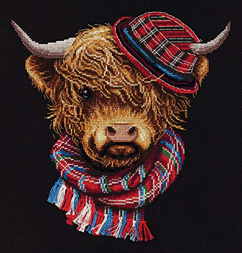 PANNA - Counted Cross Stitch Kit - Joe the Hipster - J-7202-16 Count - Aida Black - 9.65 x 9.84 inch - DIY kit