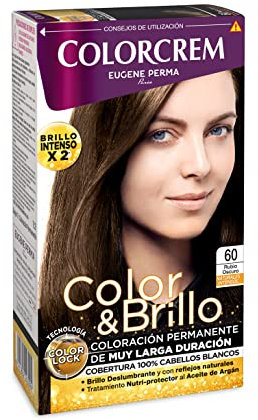 Colorcrem Color & Brillo - Tinte Permanente Mujer - Tono 60 Rubio Oscuro, con Tratamiento Nutri-Protector al Aceite de Argán. + 45% de Producto | Disponible en más de 20 Tonos.