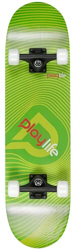 Playlife Skateboard Illusion Green, 31 / 8 - 79cm / 20,5cm, mit 50x36mm 92A Rollen, ABEC 5 Kugellager, art. nr.: 880285