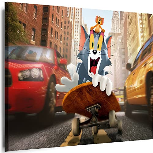 Myartstyle - Bilder Film Cartoons Tiere Tom and Jerry 80 x 60 cm LeinWandBilder Xxl - 1 Teilige WandBilder Art 3D Modern Kunstdrucke w-a-2042-147