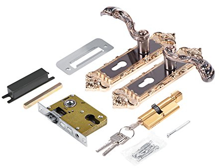 Door Lock Handle , European Style Retro Aluminum Alloy Vintage Door Lock Interior Anti Theft Room Door Lock Home Handle Furniture Hardware Security with KeysDoor and window hardware and locks