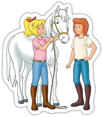 Spreadshirt Bibi Und Tina Kümmern Sich Um Sabrina Sticker, max. 10 x 10 cm, 10 x 10 cm, Mattweiß