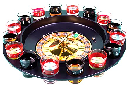 Straame Gioco per la roulette per feste, 16 bicchieri numerati neri e rossi, robusto set da gioco per roulette – Confezione sicura – 2 palline di metallo incluse (1)