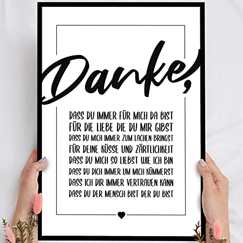 Elbeffekt Holzbild Danke - personalisierbar zum Hinstellen/Aufhängen optional beleuchtet, Danke Geschenke mit Spruch auf Holz - Wand-Bild Aufsteller Dekoration - persönliches Geschenk