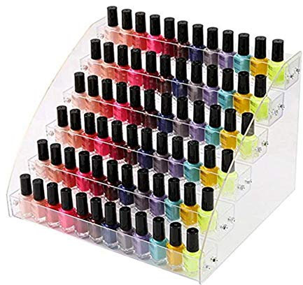 Acrylic Nail Polish Organiser 6 Tier Clear Nail Polish Holder Essential Oils Organiser Shelves Display Rack Stand,Nail Polish Lipstick Organise Stand Holder,Transparent Makeup Organizer for Bottles