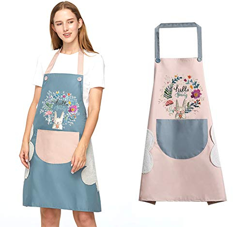 LxwSin kochschürze damen, kittelschürze damen, 2 Stück Wasserdicht Küchenschürze mit Taschen, Ölfeste Schürze Grillschürze, Damen Schürze Kochschürze für Küche Garten BBQ Chef Kellner Bäcker