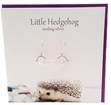 Silver Studio Schottland Super süße kleine Igel Sterling Silber Dangle Drop Ohrringe Karte & Geschenkset