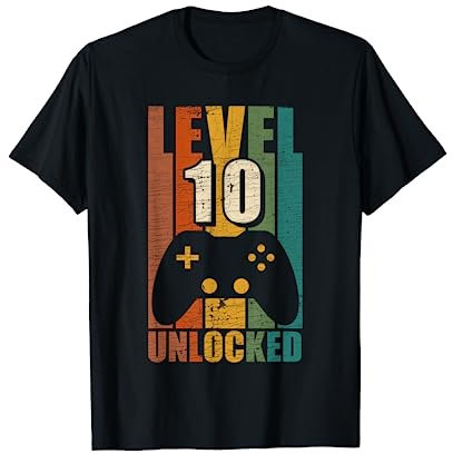 Gaming Vintage 10th Birthday Gift 10 Year Old Boy Girl Gamer T-Shirt