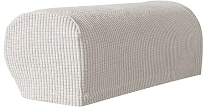 Xlabor Armlehnenbezüge 2-er Set verstellbar Spandex rutschfest Armlehnenschoner Armkappen für Stuhl Sofa Sessel Couch Weiß, normal (2PCS)
