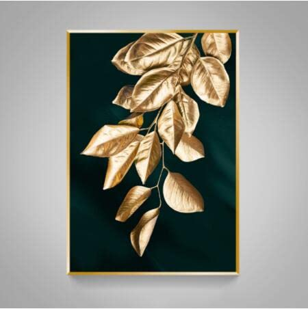 ZNYB Bilder Auf Leinwand Modern Abstrakte Goldene Pflanze Blätter Bild Wand Poster Modernen Stil Leinwanddruck Kunst Malerei für Gang Wohnzimmer Einzigartige Dekoration