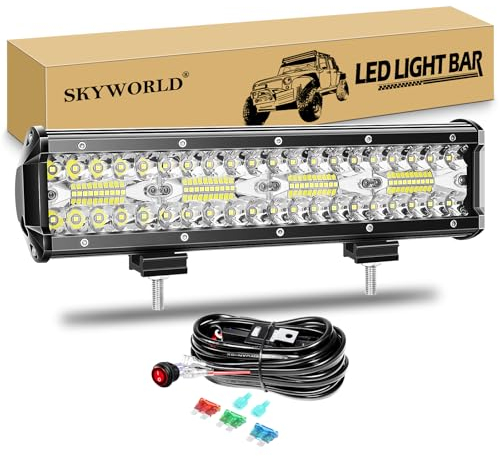 SKYWORLD LED Arbeitsscheinwerfer Bar 30.4cm 240W LED Scheinwerfer 12V 24V Arbeitslicht Zusatzscheinwerfer mit Kippschalter Kabelbaum für Auto Offroad Traktor PKW LKW SUV UTV ATV