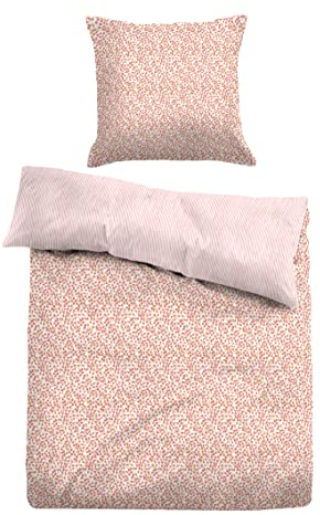 TOM TAILOR 0047668 Bettwäsche Garnitur mit Kopfkissenbezug Baumwoll Linon - SEED 1x 155x220 cm + 1x 80x80 cm, coralle