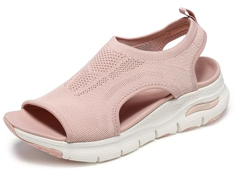 Skechers Women's Arch Fit-City Catch Knit Slip-On Sandals, Blush, 42 EU