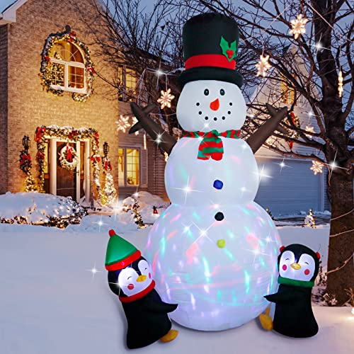 Wothfav Muñeco de Nieve Inflable de Navidad, 244CM Decoración Hinchable con Luces LED, para Fiesta Jardín, Navideña para Interiores y Exteriores IP44 Impermeable
