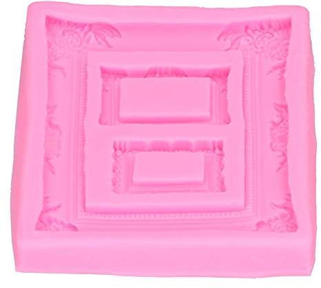 Molde silicona Marco fotos Fondant Herramienta decoración pasteles Molde arcilla chocolate Antiadherente Fácil desmoldar bricolaje Dulces Chocolate Muffin Hogar Cocina Suministr(Rosa)