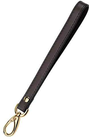 Allzedream Handgelenkschlaufe aus echtem Leder Ersatzband für Clutch Geldbörse Schlüssel, Dunkler Kaffee