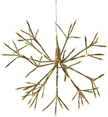 EGLO LED Weihnachtsdeko außen, Hängedekoration Weihnachten in Gold, Outdoor Feuerwerk-Lichterkette mit Kabel, Eiskristallleuchte warmweiß, Lichtstern hängend Ø 40 cm, IP44