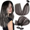 Hetto Extensions Echthaar Bonding Schwarz Bonding Extensions Echthaar 40 cm Balayage Schwarz to Silver Keratin U Tip Gerade Invisible Remy Haarverlangerung 1g/s 50g #1b/s/1b