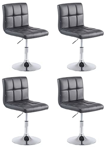 CLP 4er Set Drehstühle Palma V2 Mit Hochwertiger Polsterung Und Kunstlederbezug I Drehbare Höhenverstellbare Esszimmerstühle, Farbe:schwarz