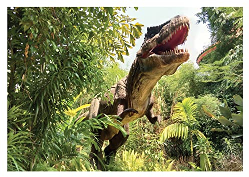 Fototapete Dinosaurier T-Rex 3D Effekt Kinderzimmer Junge - inkl. Kleister - Jugendzimmer Jugendstil Jungs Vlies Tapete Vliestapete Wandtapete Motivtapeten Montagefertig (368x254 cm)