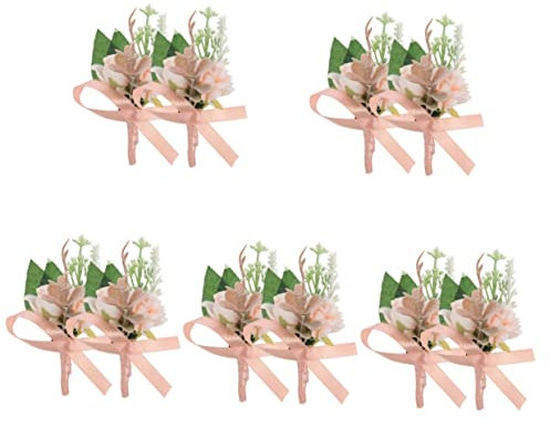 Garneck 10 STK Handgelenk Hochzeit Ansteckblume Rustikal Corsagenarmbänder Fürs Handgelenk Ansteckblumen Für Abschlussballblumen Einstellen Mori-Abteilung Liebhaber Seidenblume