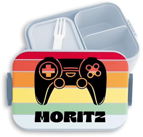 Kinder Bento Box Midi Lunchbox für Mepal Bentobox - Gaming - Controller Gamepad Game - 900 ml - Hellblau - gamer brotdose brotzeitbox jungen computerfreak brotzeitdose schule lunch-box