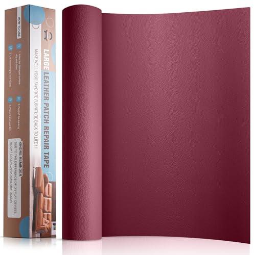 Leder Reparatur Set Burgund,OAZ Kunstleder Selbstklebend 40 x 80 cm,Kunstleder Reparaturset Leder Reparatur Patch Selbstklebende Lederflicken für Autositze Möbel Sofa Taschen