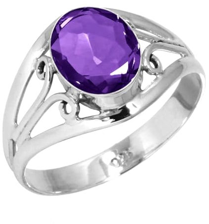 925 Sterling Silber Ring Amethyst Quarz Handgemacht Schmuck Größe 64 (20.4) (99052_AMFT_R12.5)