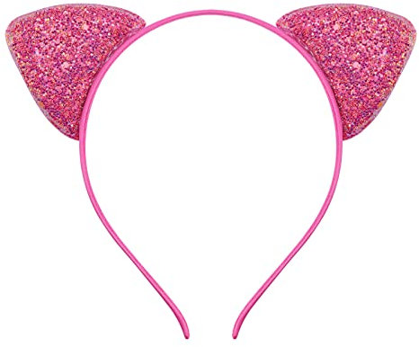 Lot de 10 bandeaux avec oreilles de chat à paillettes - Serre-tête avec oreilles de chat - Pour la vie quotidienne, les fêtes, les mariages - Rose