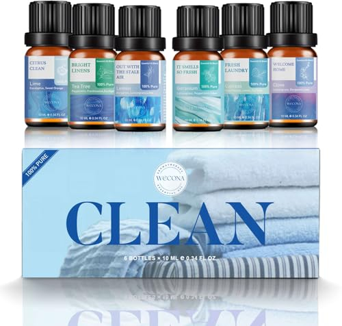 Essential Oils Set for Diffusers – Fresh Laundry, Citrus Clean, Bright Linens, Out with Stale Air – Aromatherapy Oils for Home, Oil Diffuser Essential Oils & Fragrance Oils for Cleaning